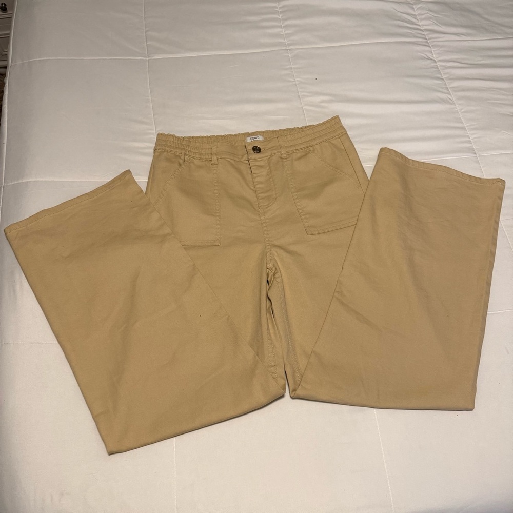 Girls Crown & Ivy Khaki Stretch Chino Pants Elastic Waist | XL | 28” Inseam